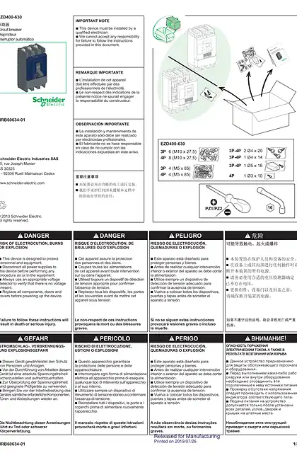 schneider施耐德EasyPact EZD400-630 leaflet